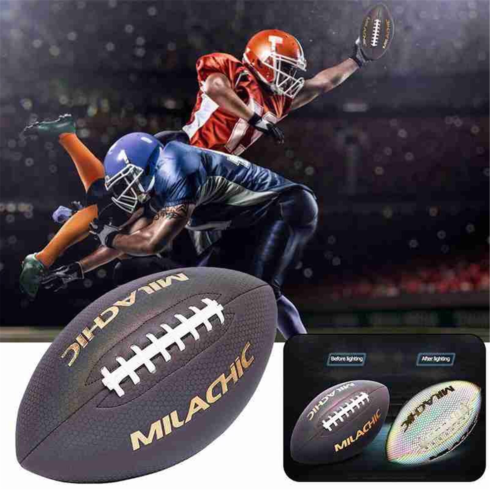 Reflective Rugby Luminous Wear-resistant Night Glowing Training Ball PU American Standard Game Training Ball