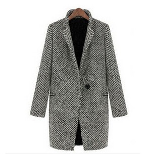 Trench-Coat pied-de-poule pour Femme, manteau pour Femme, col rabattu, Trench-Coat gris, printemps-automne, hiver: M