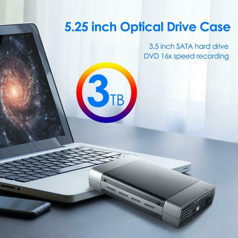 5.25 inch Optische Drive Case 3.5 inch SATA USB2.0 Externe HDD CD DVD Externe Behuizing EU Plug