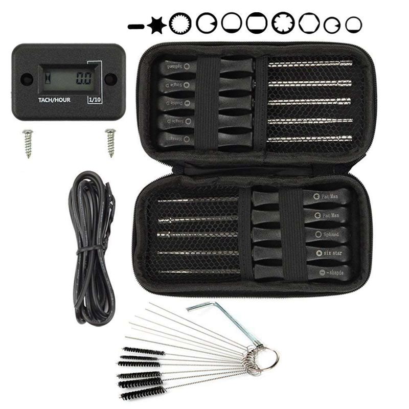 Tachomter Tach Meter + (Pack of 10) Carburetor Adjustment Tool Set for Common 2 Cycle Small Engine ECHO STIHL Poulan Husqvarna M: Default Title