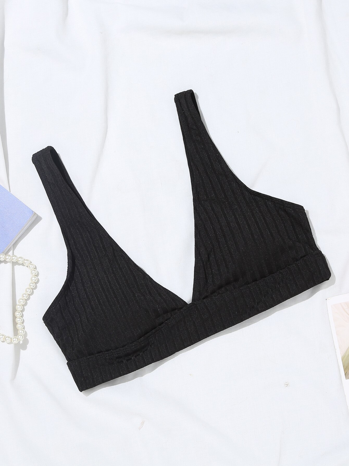 Solid V-hals Bikini Top Alleen Voor Vrouwen Sexy Verwijderbare Tank Top Aparte Badpak Beha Top