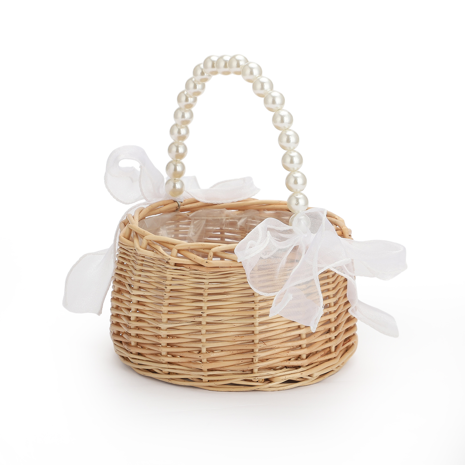 Mir de rangement en rotin tissé à la main pour fille, panier à fleurs, perle, princesse, fait main, maison, décoration de mariage