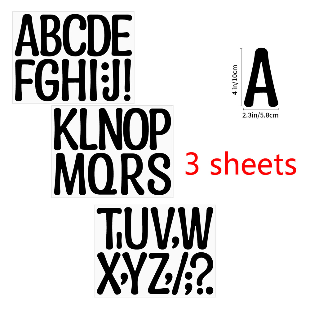4-inch grote letter sticker 3 vellen nummer alfabet vinyl art poster prikbord brievenbus klaslokaal decor sticker: Blauw