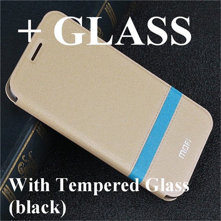 Case for Honor V20 Cover for Huawei Honor View 20 Flip Case MOFi Original Luxury TPU Housing PU Leather Book Shell Folio: Gold with Glass