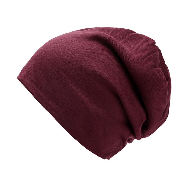 Cotton Winter Cap Acrylic Skullies Beanies For Men Women's Solid Color Outdoor Slouchy Knitted Hat Unisex Baggy Headgear: Burgundy