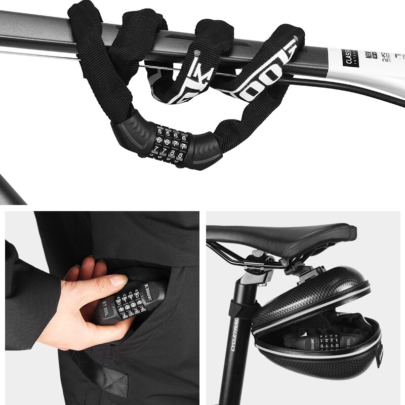 ETOOK Bike Chain Lock 4-Digit Combination Lock For Bicycle Motorcycle Scooter Helmets Anti-theft Cycling Bicycle Lock Password