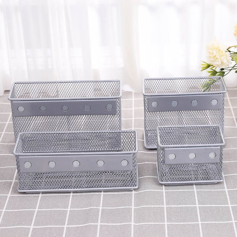 Panier magnétique Durable à maille métallique | Réfrigérateur Durable, panier magnétique, boîte de rangement pour stylo, organisateur de maquillage