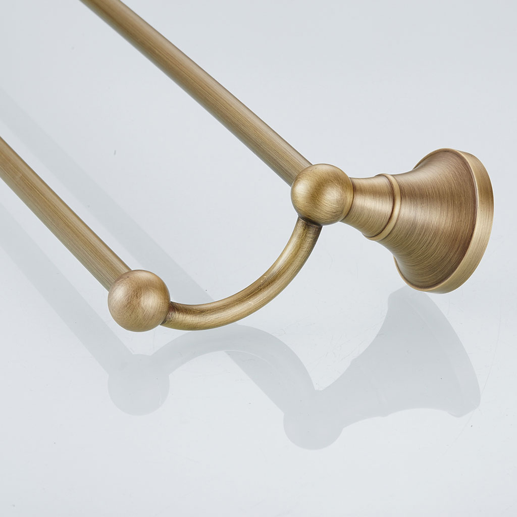 Antique Style Brass Double Towel Bar Two-Bar Towel Rack Toilet Holder Shelf Bathroom Accessories Hardware 60cm