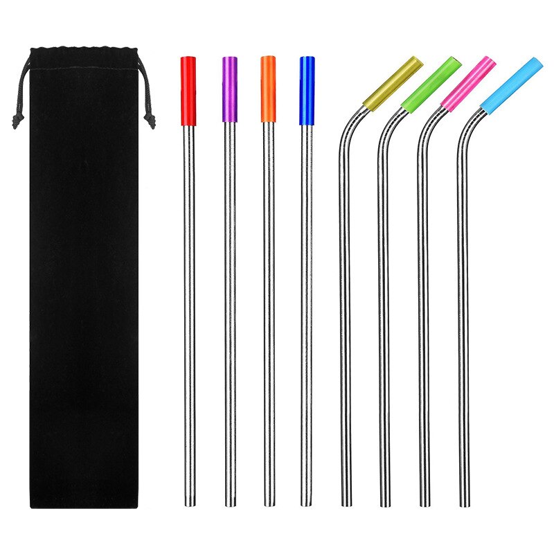 8stuks Metalen Rietjes Set - Herbruikbaar RVS Drinkrietjes - Eco-Vriendelijk Roze - Inclusief Borstels