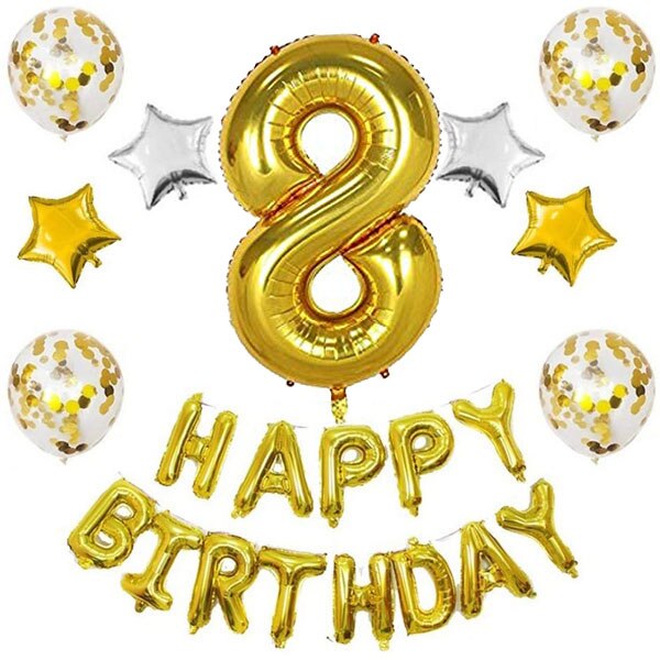 1st Birthday Boy Decoration Set,Number 1 Mylar Balloons Baby First Birthday Decoration with Happy Birthday Banner, Birthday Gold: 8