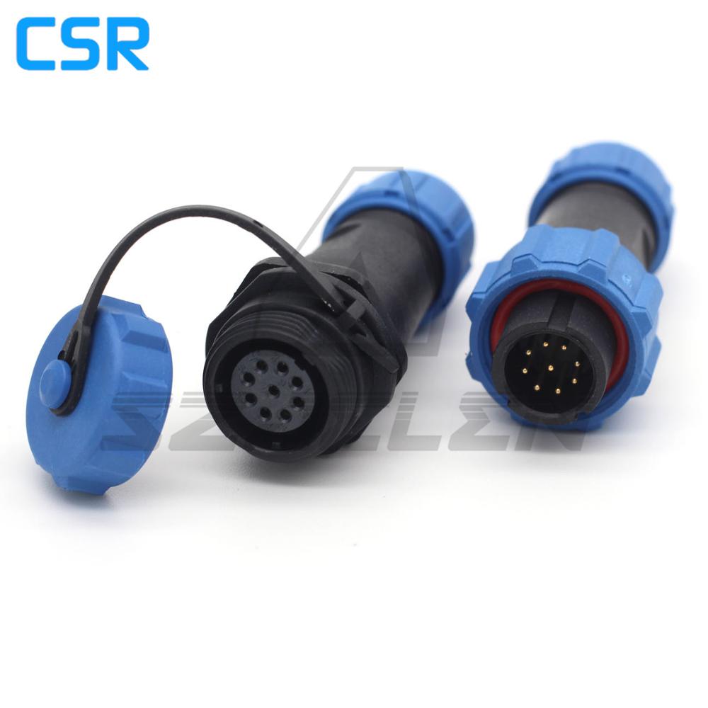 SP13 9pin waterproof plug and socket, LED power cable outdoor connectors, 9 pin Air connector hanging cable connector,IP68