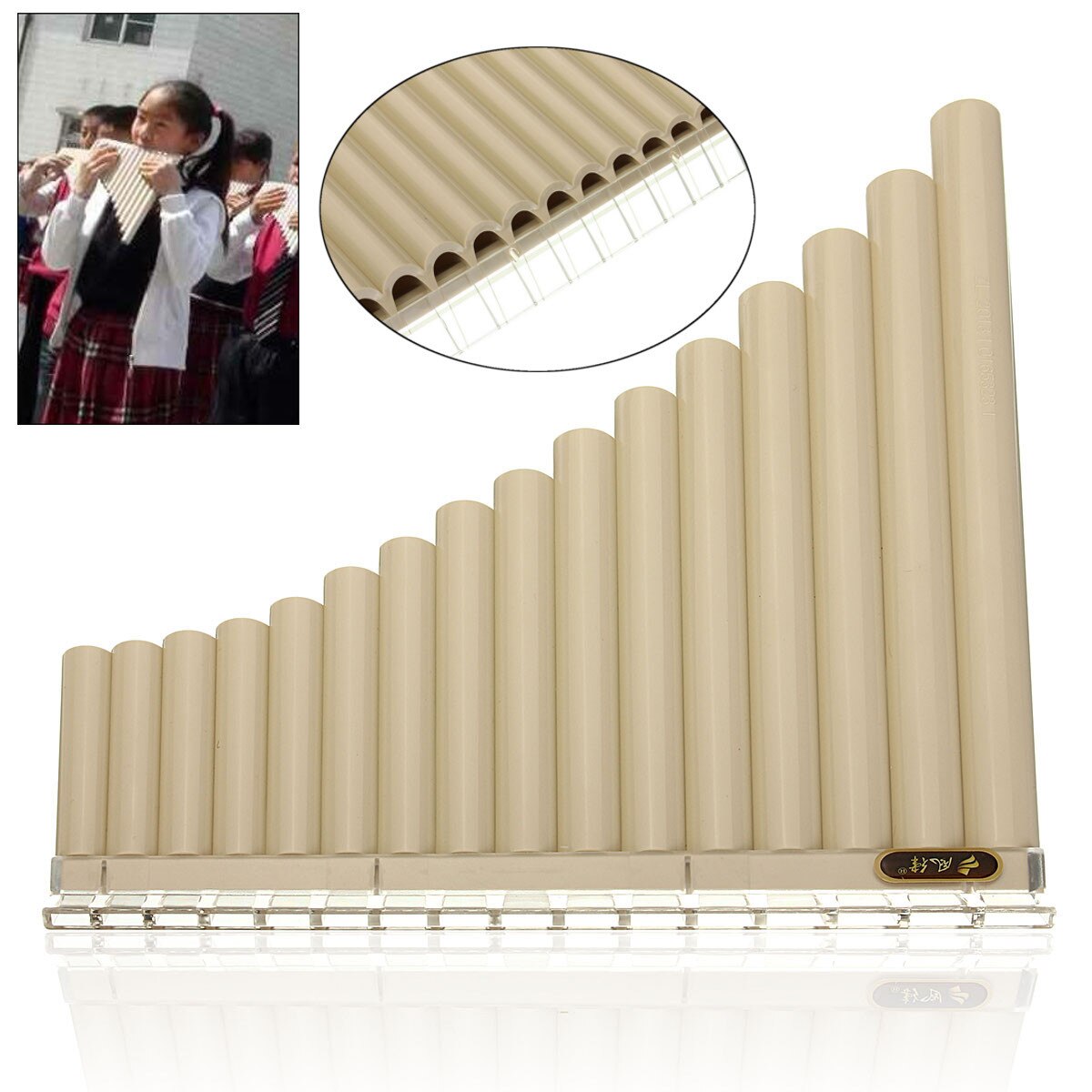 16 Pipes Pan Flute Chinese Musical Instruments Original Color Brown Traditional Woodwind Instrument Beginners Handmade Pan Pipes