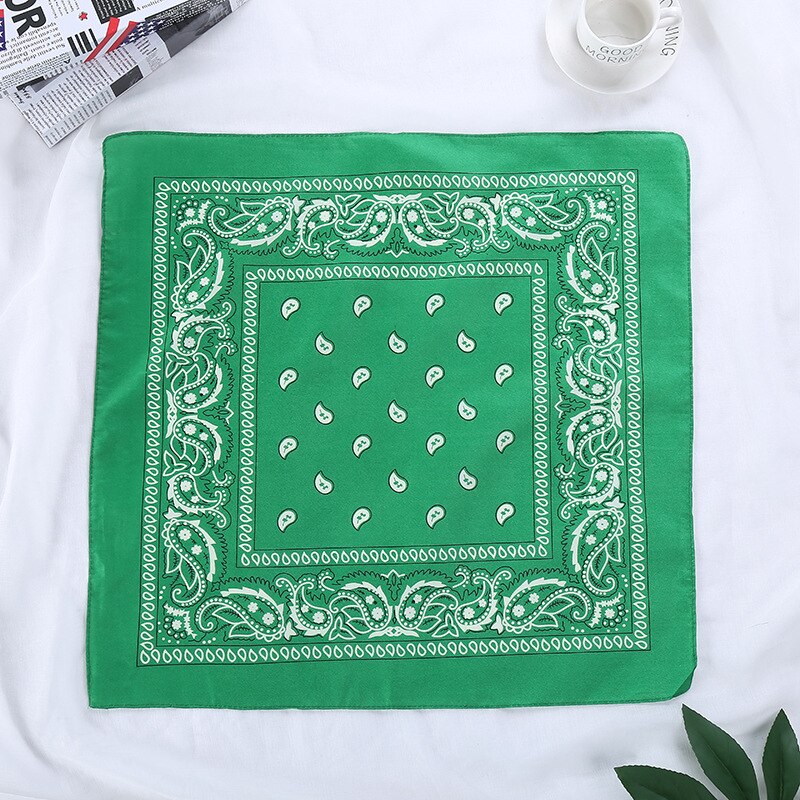 Unisex Hip Hop Zwarte Bandana Mode Hoofddeksels Haarband Sjaal Pols Wraps Vierkante Sjaals Afdrukken Zakdoek 55Cm: Green