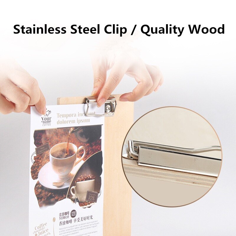 A5 Wood Menu Paper Clip Board Display Stand Menu Paper Poster Picture Photo Sign Holder Stand