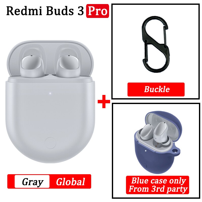 Xiaomi Redmi Buds 3 Pro TWS auricolare Bluetooth Redmi Airdots 3 Pro auricolare Wireless ANC IPX4 per K40 Note 10 Pro: GREY GL blue case