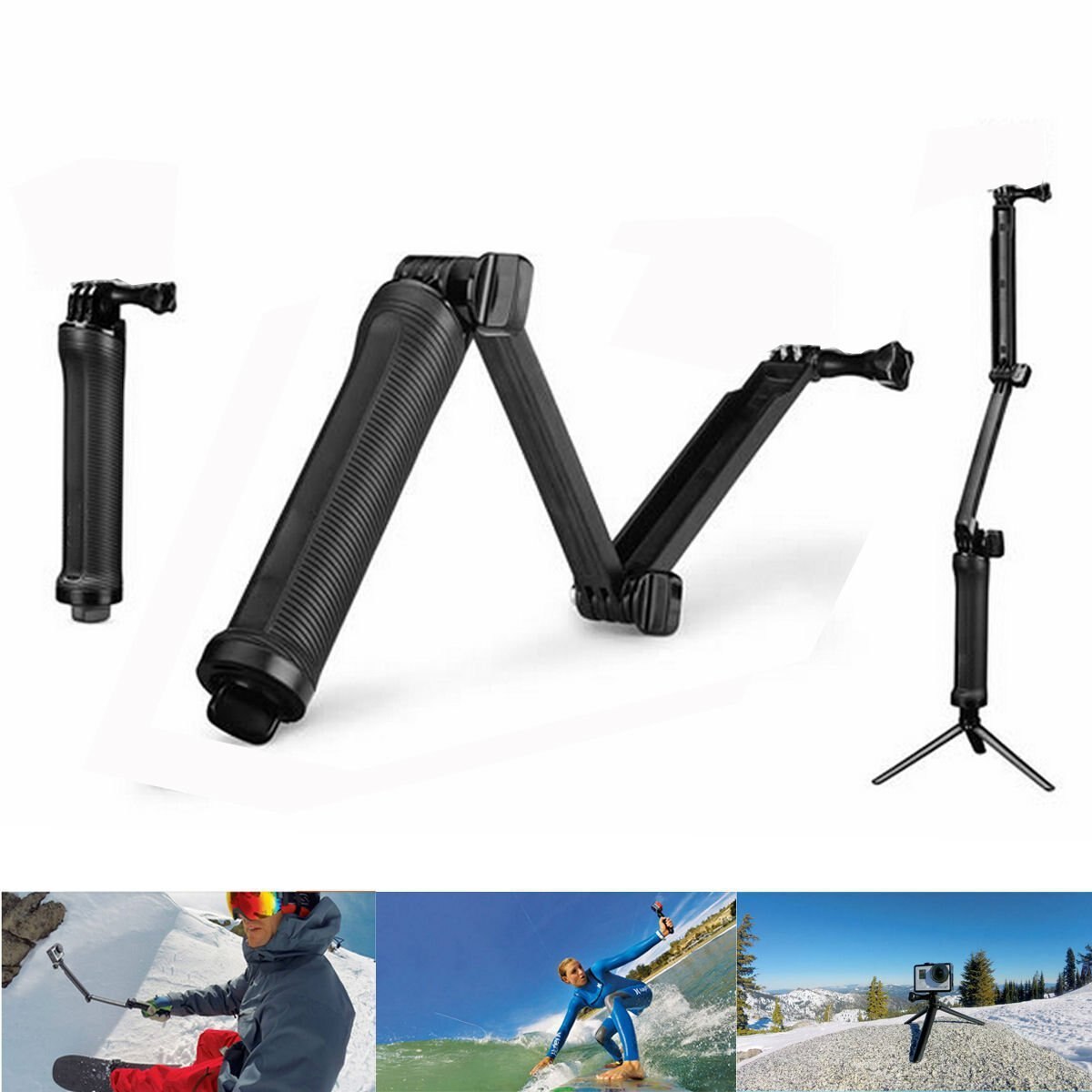 Gopro Drie-Weg Verstelbare Arm Houder Selfie Stok 3-Way Toepassing Dji Osmo Action Tri-Selfie Stok