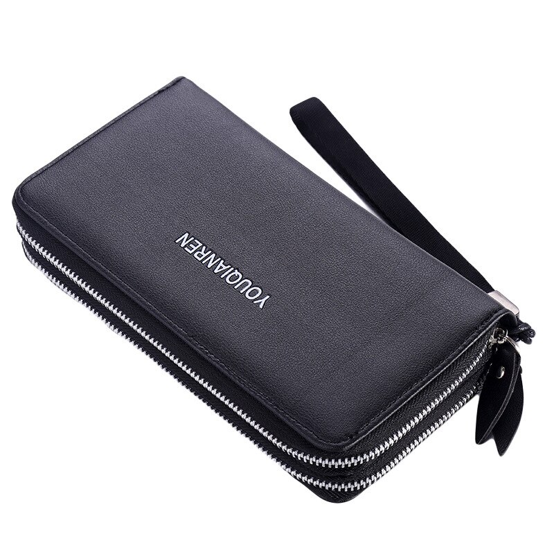 Mannen Lange Portemonnee Clutch Bag Zacht Lederen Business Rits Double-Layer Mobiele Telefoon Tas Multi-card Hand grab Bag Handtas