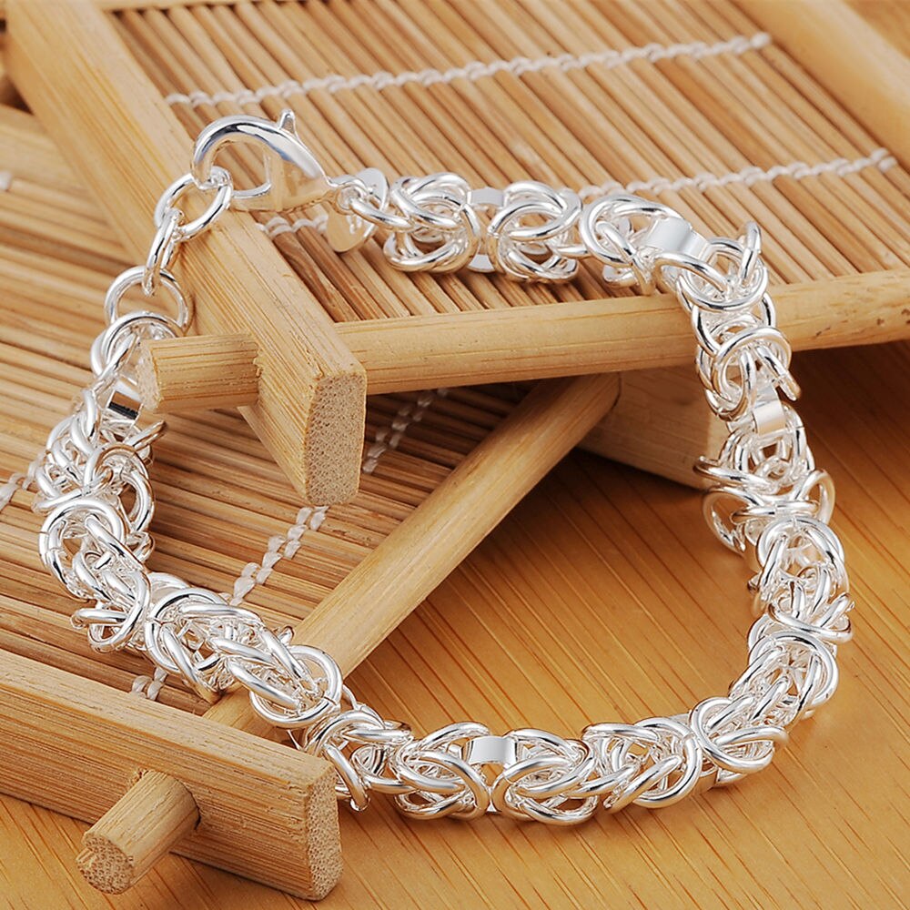 Neue 925 Silber Armbänder charme kreis klassische kette für frauen männer Hochzeit Party gute Modeschmuck 20cm