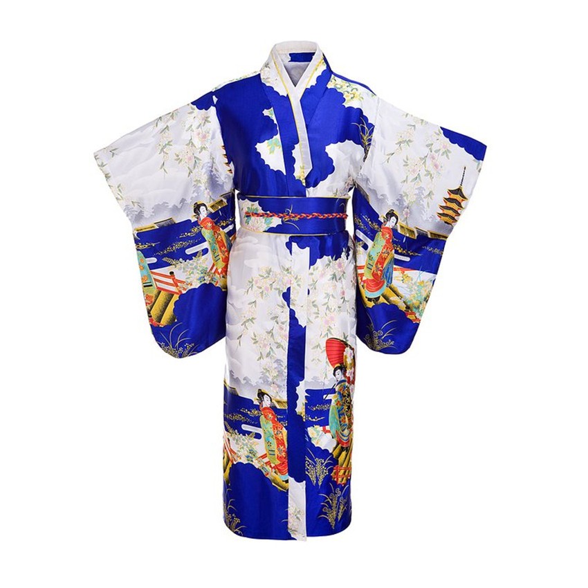 Kimono en soie et rayonne Yukata pour femmes, tenue de soirée Vintage avec fleurs Obi, Costume Cosplay, taille unique: 6