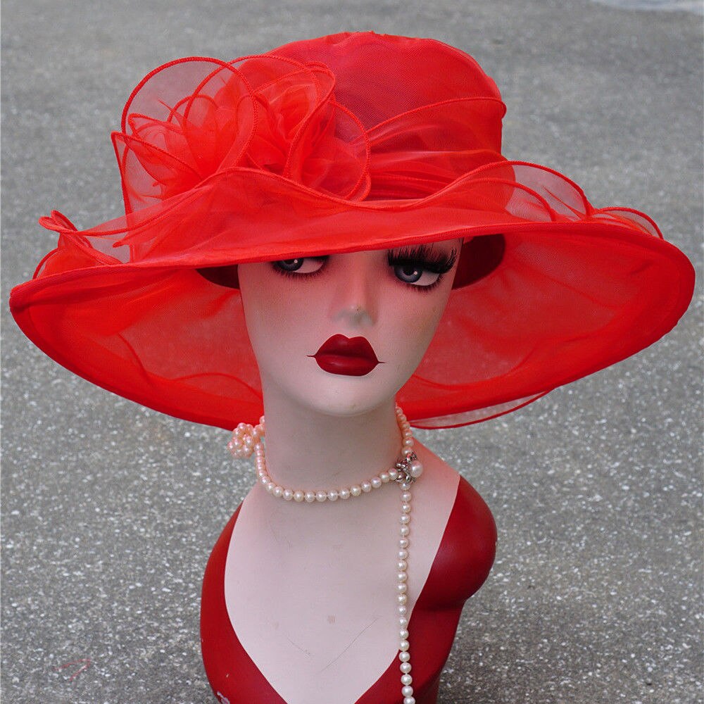 Disimlarl Zomer Bruiloft Organza Kerk Derby Hoed Fascinator Cap Vrouwen Lady Thee Party Boog Hoed Strand Hoeden