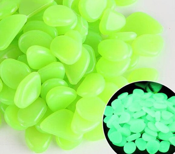 100pcs Luminous Stone Fluorescent Gravel Pebbles Aquarium Fish Tank Garden Decoration in the Dark Glowing Stones: 100pcs Light Green