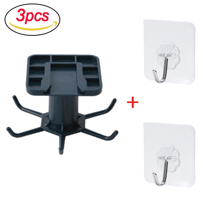 Rotatable Kitchen Organizer Rack Kitchen Goods Storage Container Suitable for Kitchens &amp; Bathroom Hook Storage Racks: Blue Set