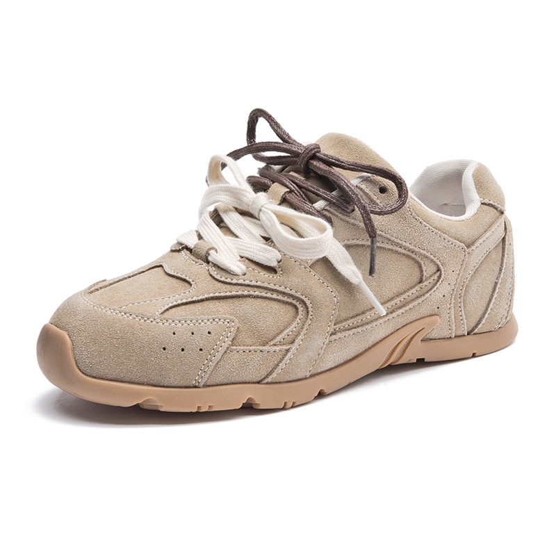 AIYUQI Scarpe da ginnastica da donna 2025 Nuove scarpe da allenamento tedesche antiscivolo per le donne Scarpe da corsa piatte in vera pelle di grandi dimensioni da donna: Cachi / 42