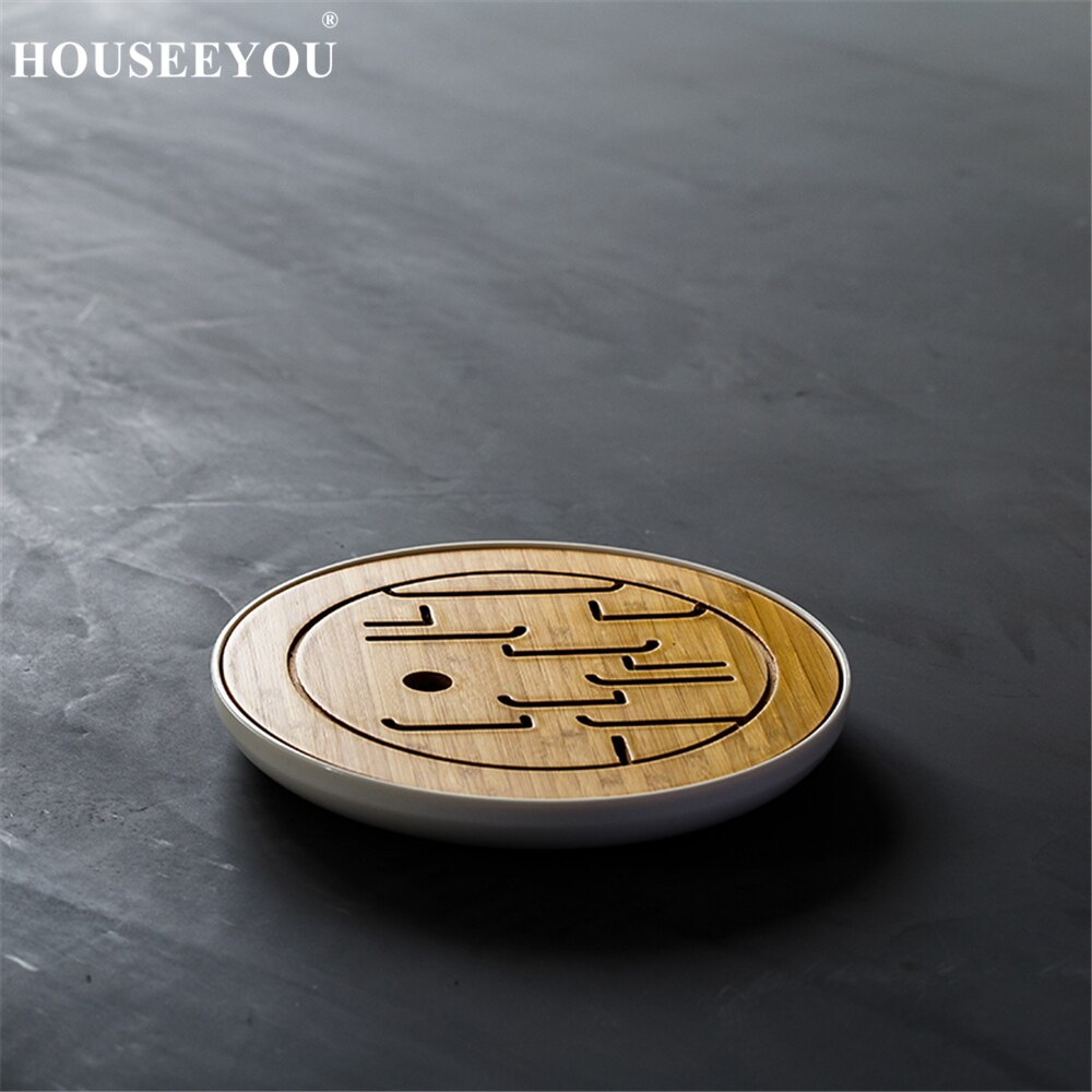 Chinese Kung Fu Natural Bamboo Tea Trays with Drainage Water Storage Drain Plate Travel Tea Board Tea Tray Teaware