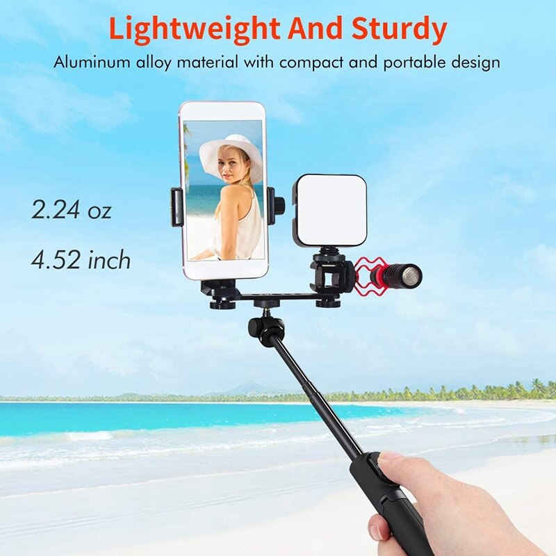 Triple Cold Shoe Extension Pole, Microphone Holder... Grandado