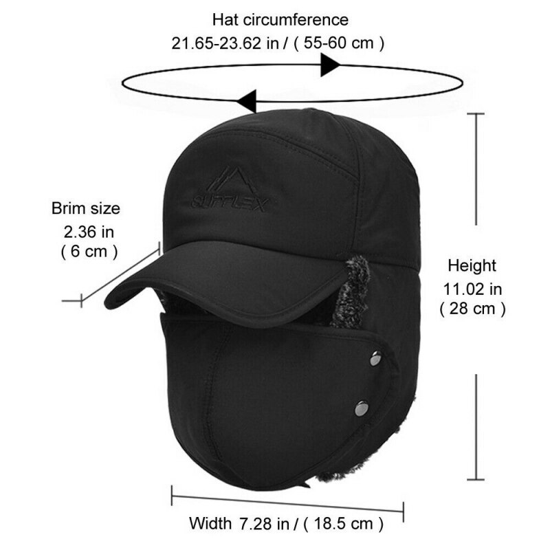 Unisex Trapper Bomber Hat Ear Flap Full Face Mask Windproof Winter Ushanka Warm Cap For Men Women