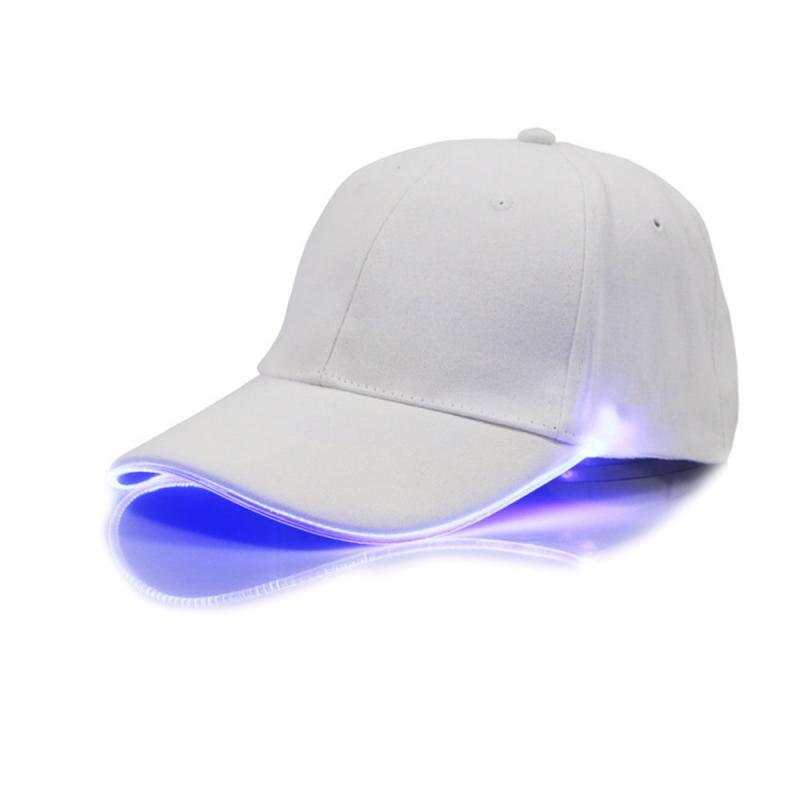 Prachtige Led Lichtgevende Glasvezel Baseball Cap Mode Unisex Effen Kleur Led Lichtgevende Baseball Cap Christmas Party Hat Cap