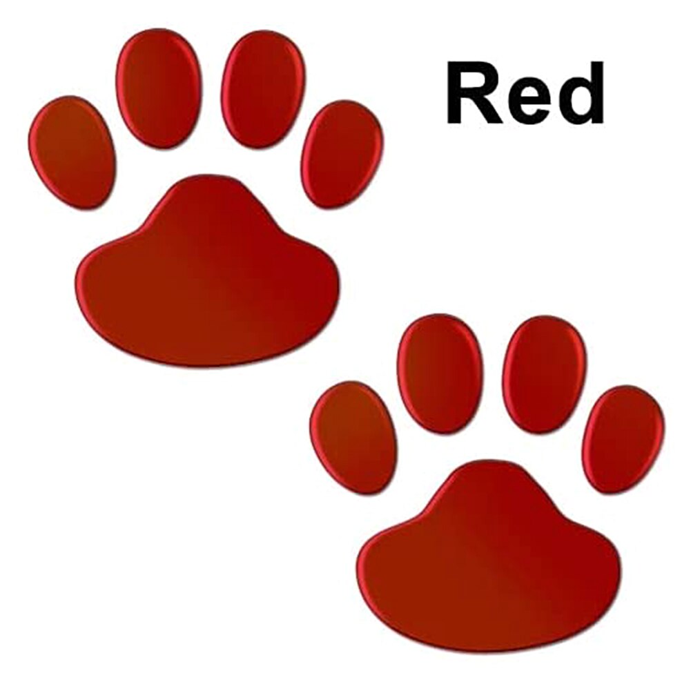 2Pcs/Set Footprint PVC Sticker Paw Car Sticker Cat Dog Footprint Decals Bumper Windshield Door Mirror Refrigerator Wall: Red