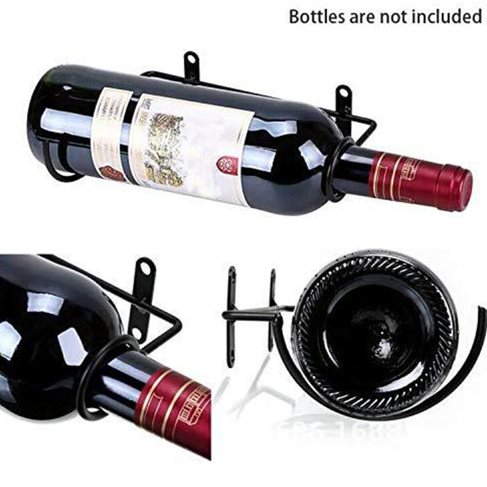Iron Home Bar Kitchen Wall Mounted Bracket With Screws Bottle Holder Storage Modern Wine Rack Simple Organizer Display Shelf