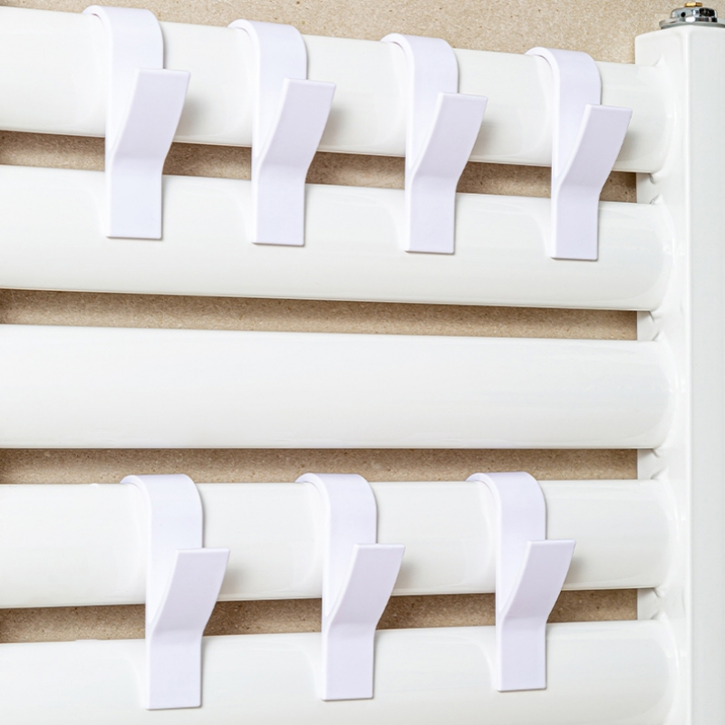 Soporte para colgar toallas de ducha de baño, ganchos para riel de radiador calefactable, Clips, estantes de almacenamiento, ganchos para colgar ropa y bufanda