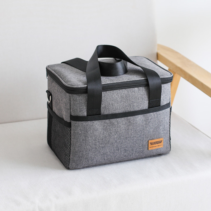 Portable Thermal Cooler Bag Picnic Food Beverage Drink Beer Cooler Ice Pack Bags Fresh Keeping Organizer Insulated Lunch Box Bag: Small Grey