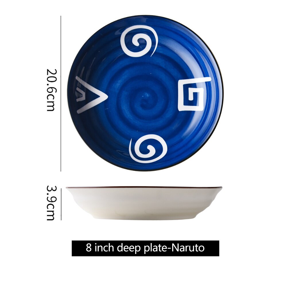 8Inch Japanese Ceramic Round Dish Home Breakfast Plate Pasta Dessert Steak Western Dish Hand-Painted Simple Decoration 1PC: C