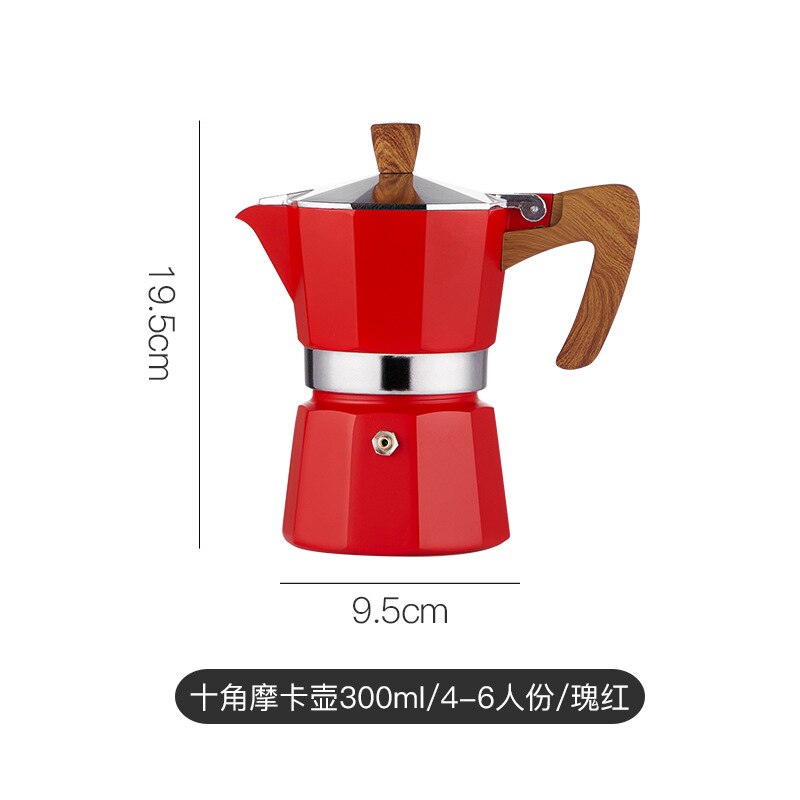 Juego de estufa eléctrica portátil para café, cafetera Moka de 10 puntas, cafetera casera de extracción italiana, Realme: 300ml red