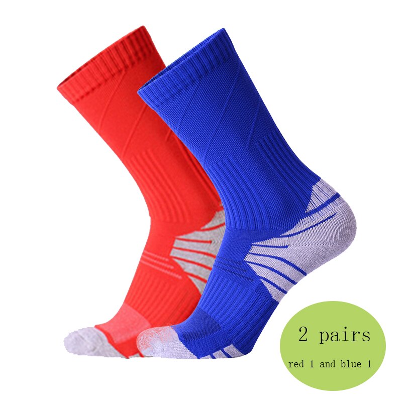 2 pary fluorescencyjny zielony skarpety rowerowe mężczyźni kobiety jazda na zewnątrz rower skarpety sportowe bieganie koszykówka skarpety sportowe: blue 1 red 1