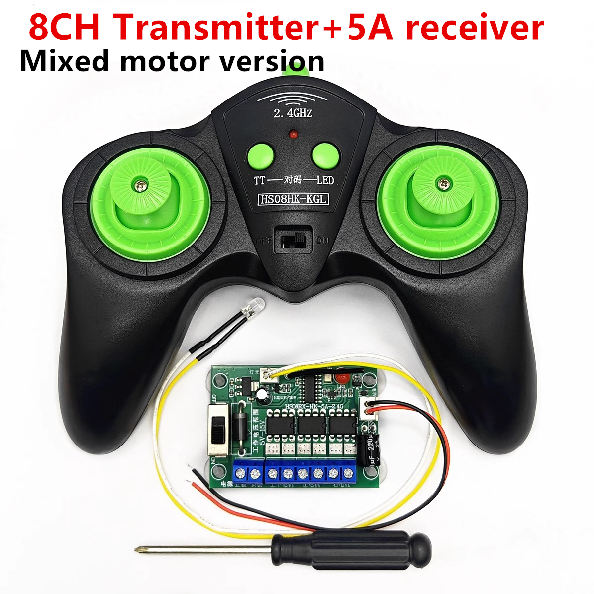 Mando a distancia transmisor 8CH 2,4G DC 6V-15V sistema de Radio receptor de gran potencia para bricolaje RC barco coches control inalámbrico: Azul marino