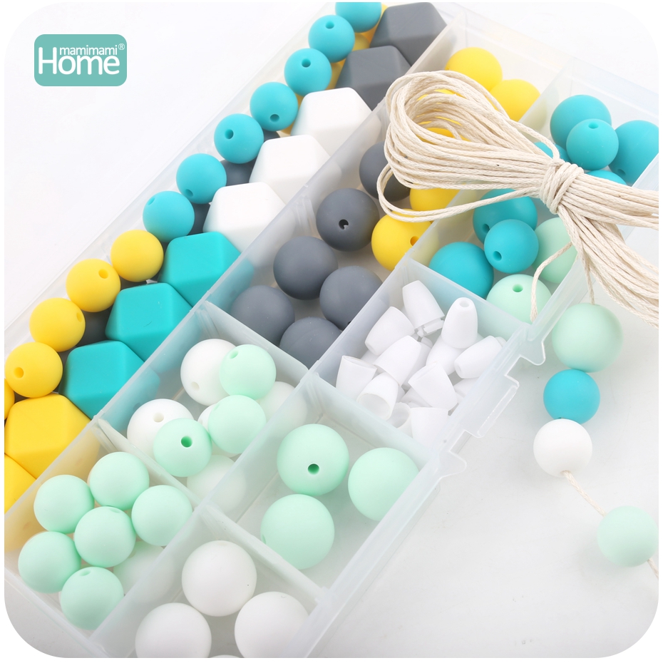 MamimamiHome Siliconen Hout Kralen Verpleging Ketting DIY Tandjes Kit Geometrische Hexagon Hout Kralen Tandjes Kettingen Baby Rammelaar