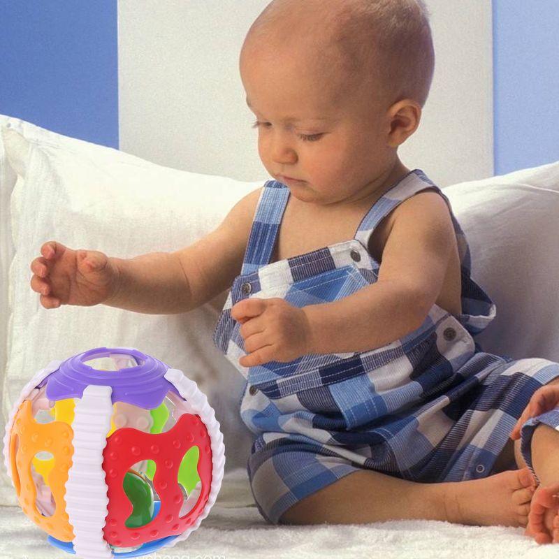 Cascabel-sonajeros de mano para bebés, juguete educativo para actividades con el dedo y pelota