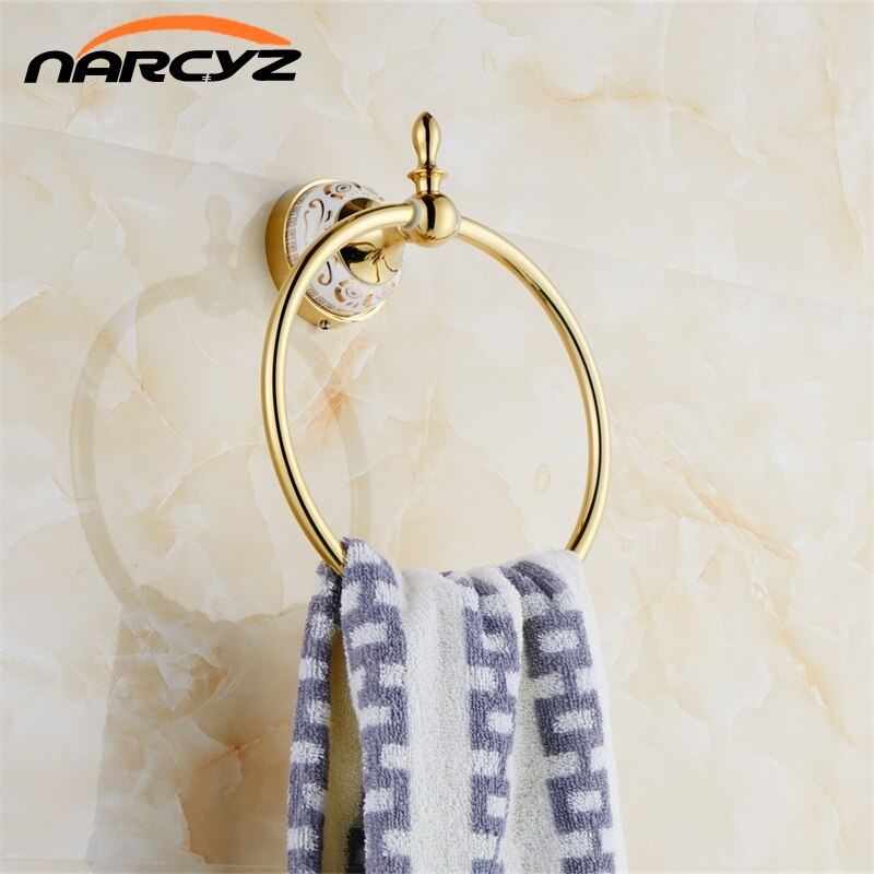 Gold towel bar Wall Mount Towel Ring Bathroom Accessories Bath Towel Holder Bath Hardware 9088K