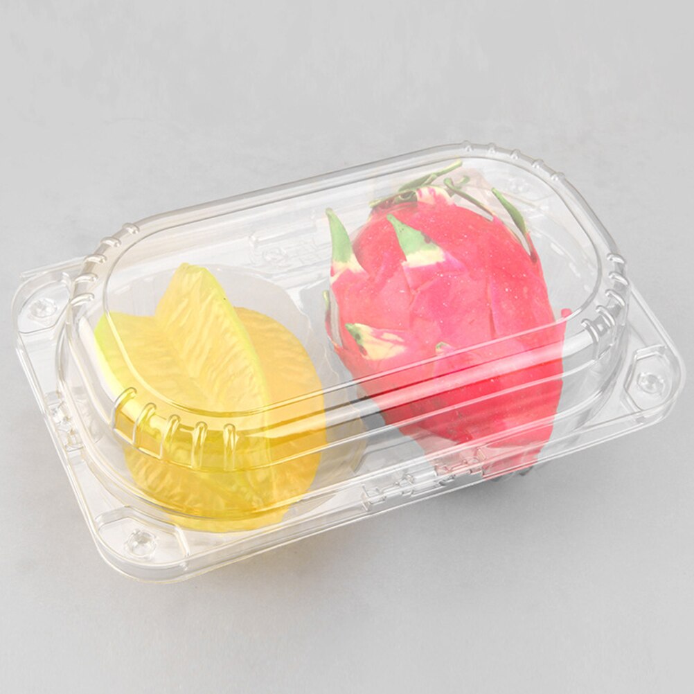 10pcs Transparent Packaging Boxes Food Fruit Storage Containers With Lids 2 Compartments Packing Box Bento Box Disposable Boxes