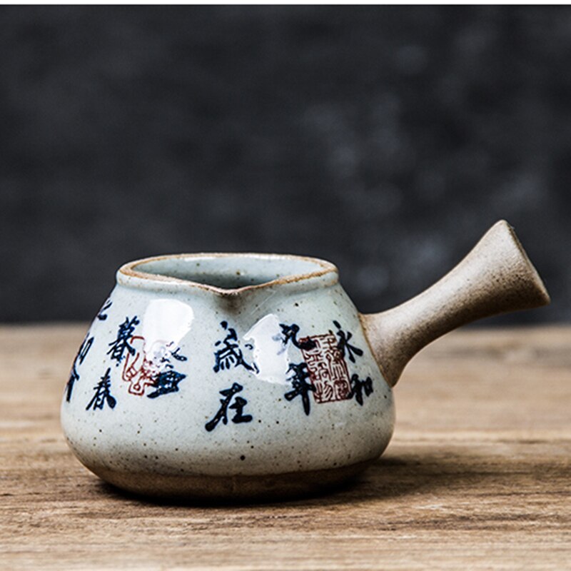 Chinese Ancient Calligraphy Pottery Fair Cup Vintage Tea Mugs Kung Fu Tea Sea Teacup Teaware Antique Tea Ceremony Utensil