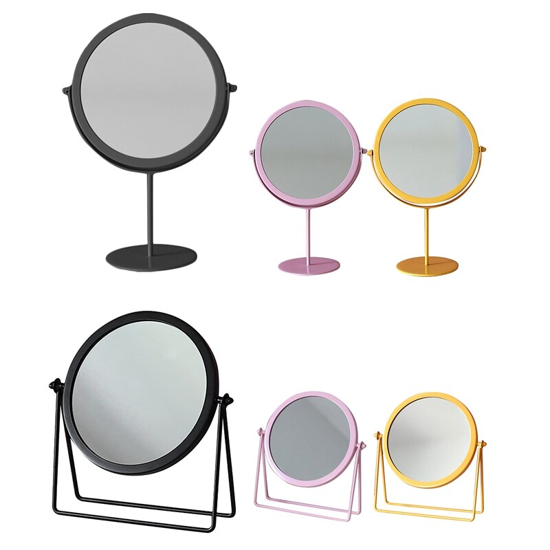 Light Luxury Retro European Metal Gold Home Desktop Geometry Mirror Makeup Mirror Dormitory Makeup Mirror