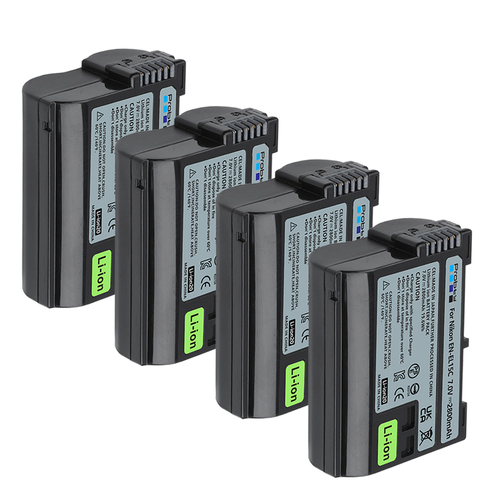 2500mAh EN-EL15C EN-EL15 Batterie pour Nikon Z5, Z6, Z6 II, Z7, Z7II D7000 D7100 D7200, D850 D750 D7500 D810 D500 D800: 4 Batteries