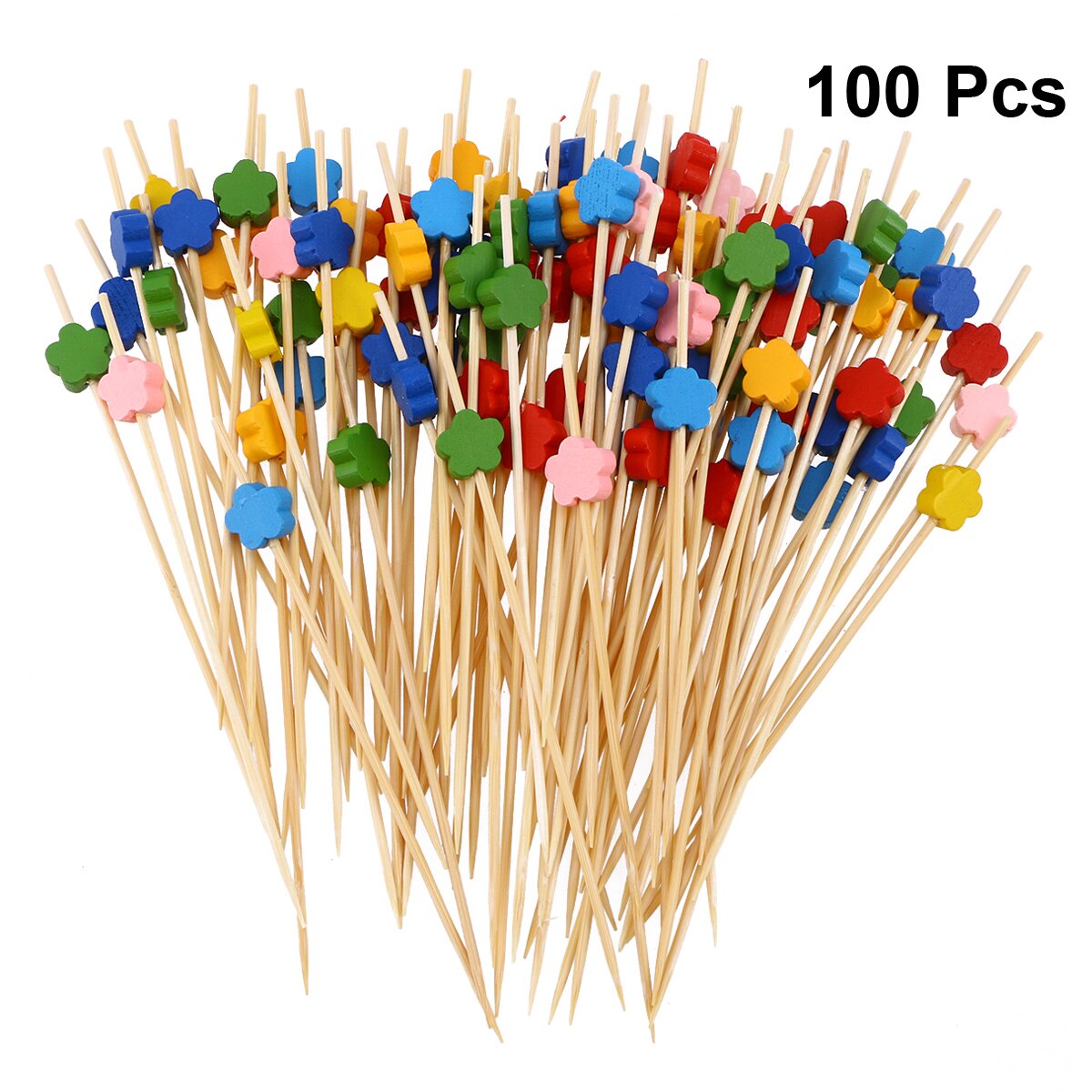 100 Pcs 12 cm Cocktail Picks Bloem Kralen Handgemaakte Fruit Picks Wegwerp Picks Voorgerecht Picks voor Bruiloft Diner Banket