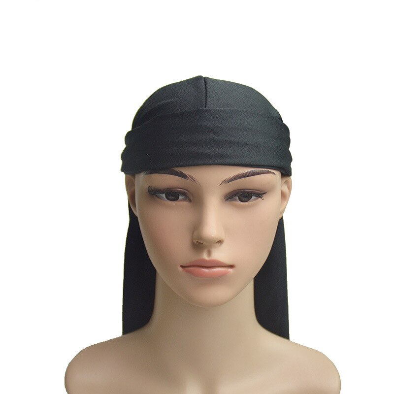 1pc mænds pandebånd elastisk fest lang blød justerbar biker hoved wrap kraniet cap spandex 6 farver behagelig