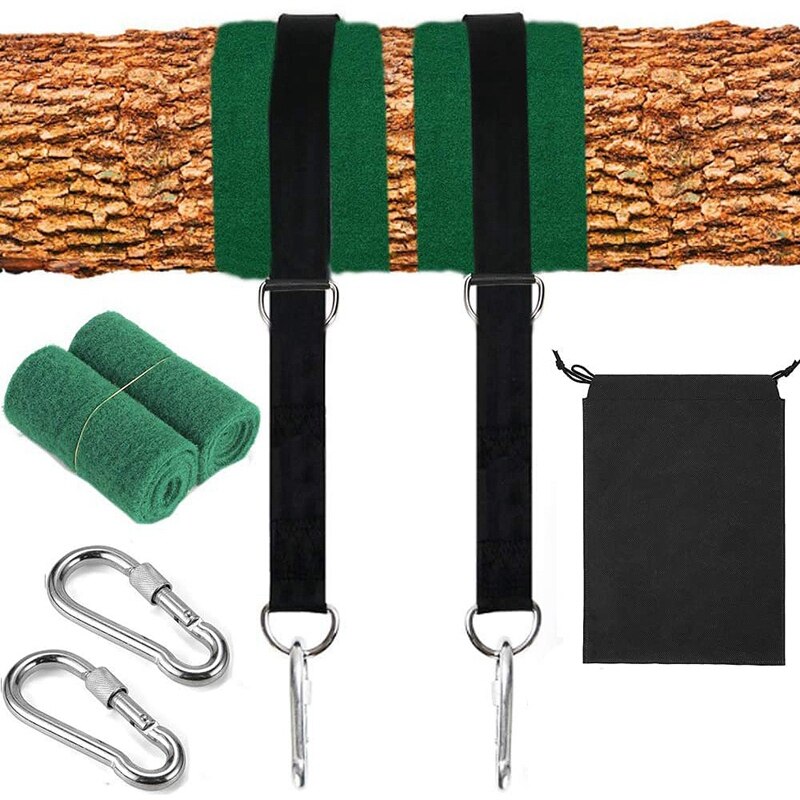 Outdoor Hammock Tree Swing Hanging Straps Kit 5Ft with Lock Hooks for Courtyard Garden Entertainment Game Playing