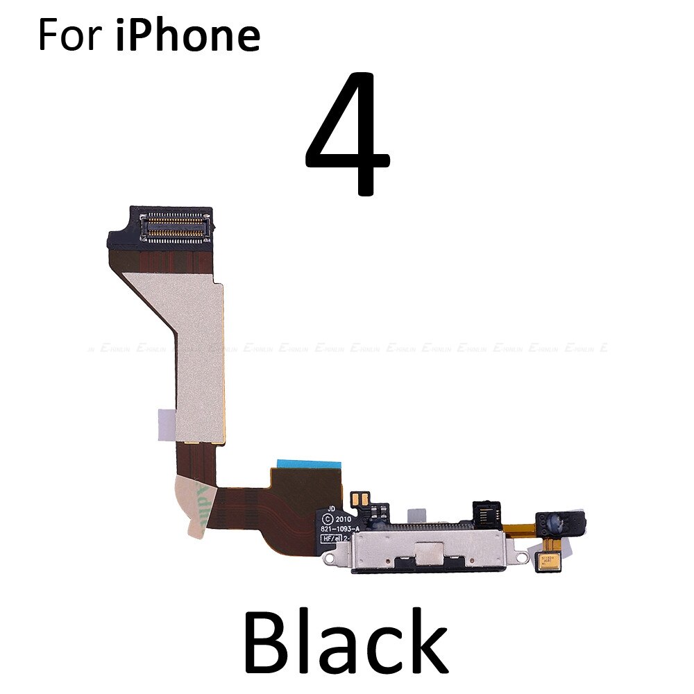 Charger Charging Port Dock Connector Flex Kabel Voor Iphone 4 4S 5 5S 5C Se Met Microfoon Hoofdtelefoon audio Jack Vervanging Deel: For iPhone 4 Black